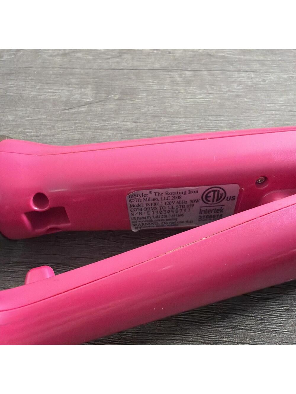 Instyler Rotating IS1001.1 PINK Hot Iron Hair Brush Straight/Curl 1.25" Works - Picture 2 of 5